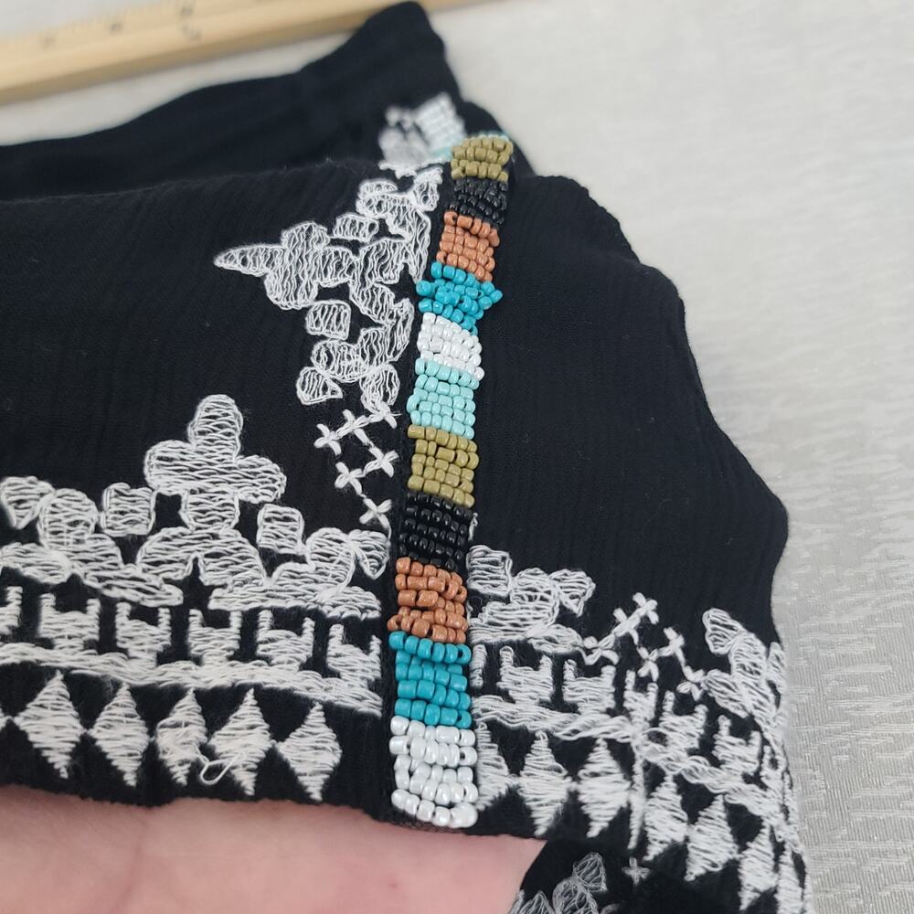 Raga Embroidered Guaze beaded shorts black Sz XS Festival Resort wear boho chic - Picture 8 of 10